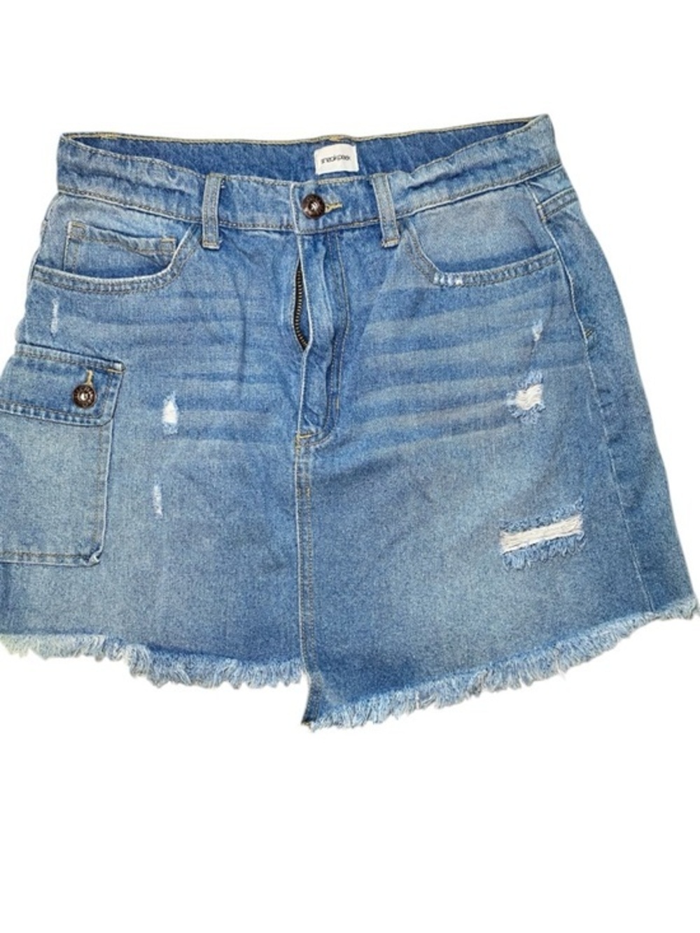 Sneak Peek Y2K Style Distressed
Denim Cargo Mini Skirt